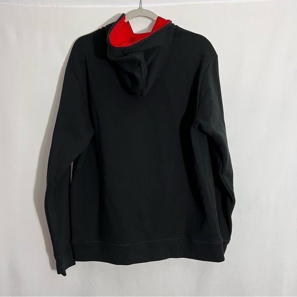 Reebok Long Sleeve Fleece Lined Hoodie Size L Black logo Pockets Soft Drawstring - Picture 2 of 10